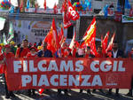 I lavoratori piacentini in scopero a Roma