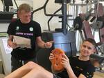 Leonardo Fornaroli con il maestro Gianfranco Rizzi al lavoro in palestra