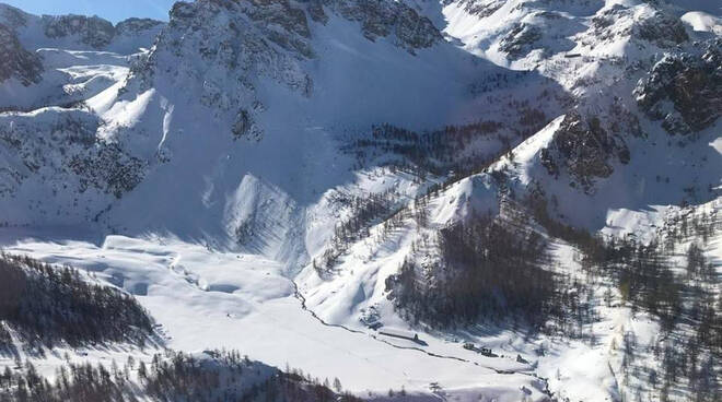 La valanga che ha travolto il giovane (Foto Soccorso Alpino e Speleologico Piemonte)