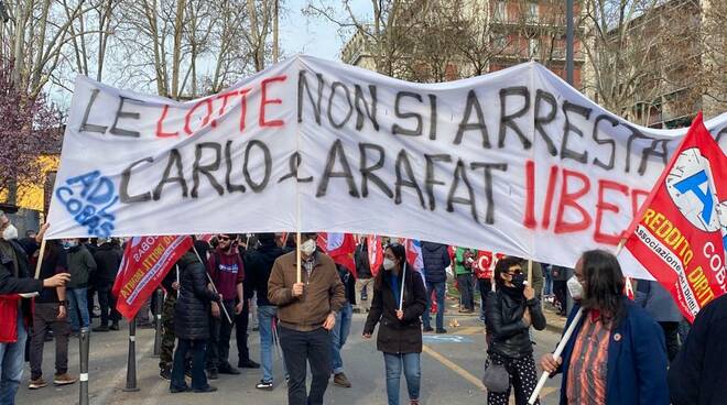 La manifestazione dei Si Cobas dopo gli arresti