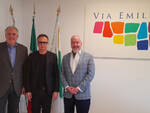 Da sinistra il vicedirettore Niaf John Calvelli, l’assessore Corsini e il presidente Niaf Robert Allegrini