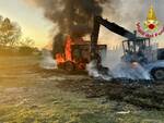 incendio mezzo agricolo Olza di Cortemaggiore